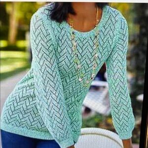 Talbot’s Linen Blend Open Knit Sweater Large